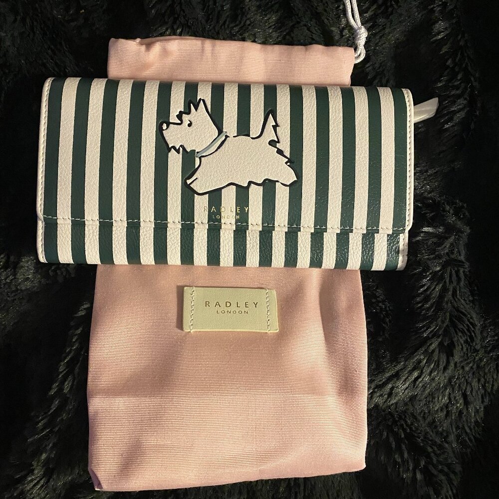 Radley London Cabana striped leather foldable women's wallet + Dust bag